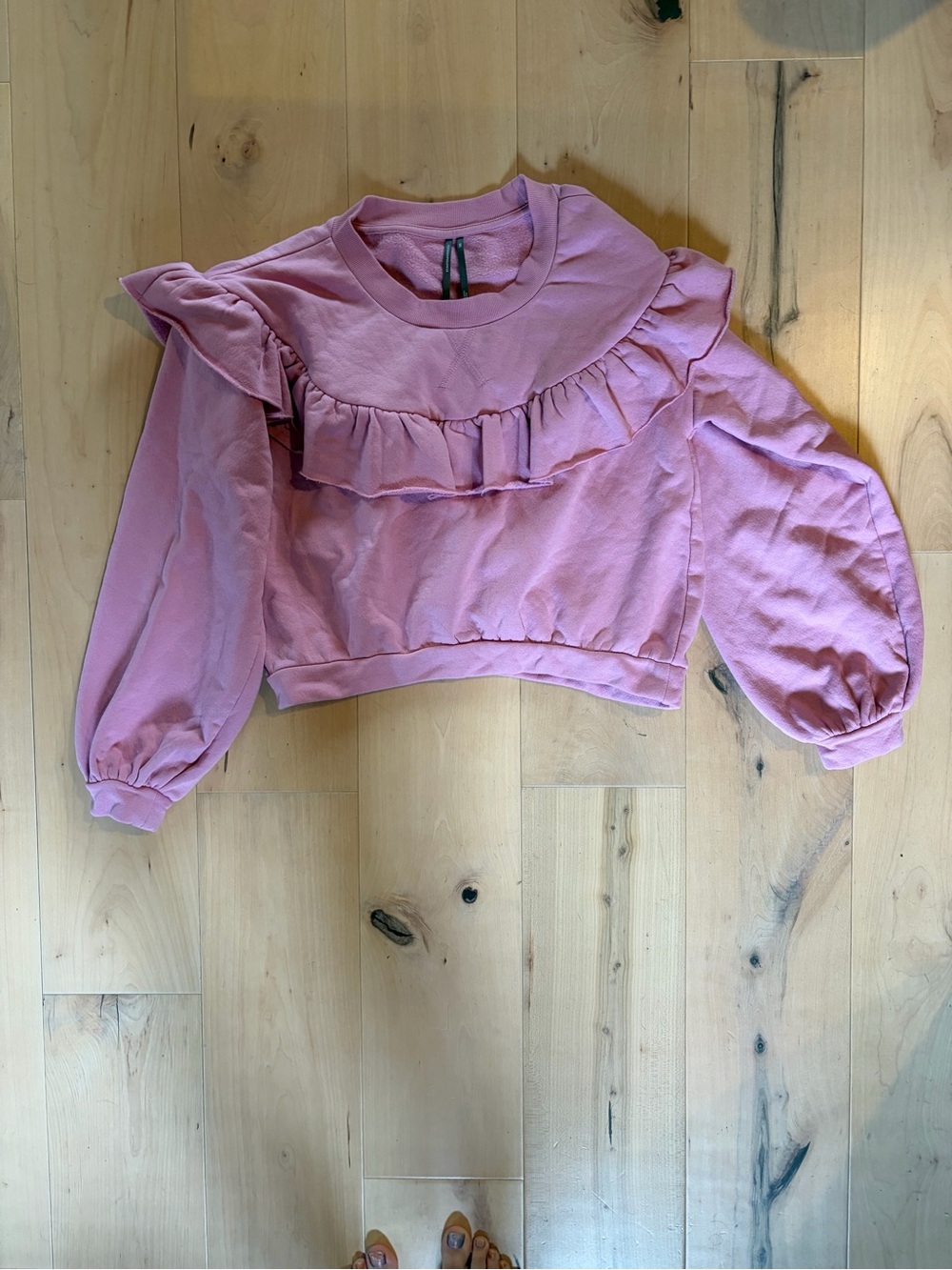 Pink Ruffle Cropped Sweatshirt super soft